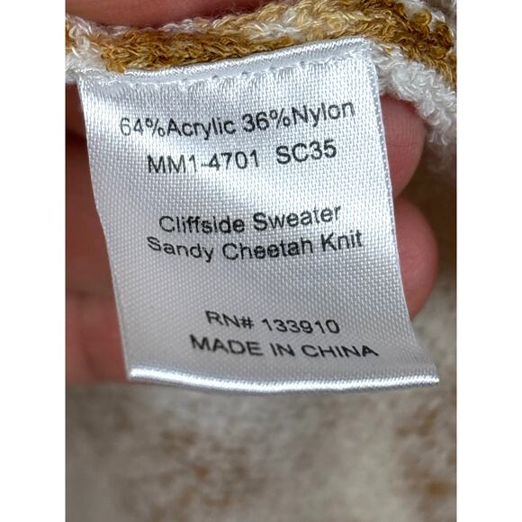 Show Me Your Mumu Womens XS White Cliffside Sandy Knit Cheetah Sweater Top - Picture 6 of 7